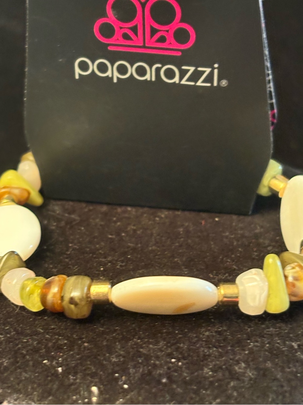 paparazzi Cream, Yellow & Olive Beaded Stretch Bracelet